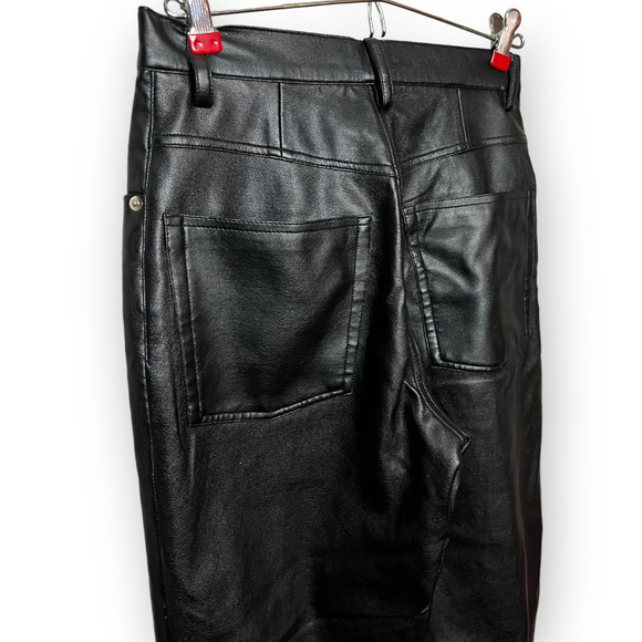 BB Dakota Vintage 90's Junior's Black Faux Leather High Waist Pants Size 5/6 - Picture 7 of 12